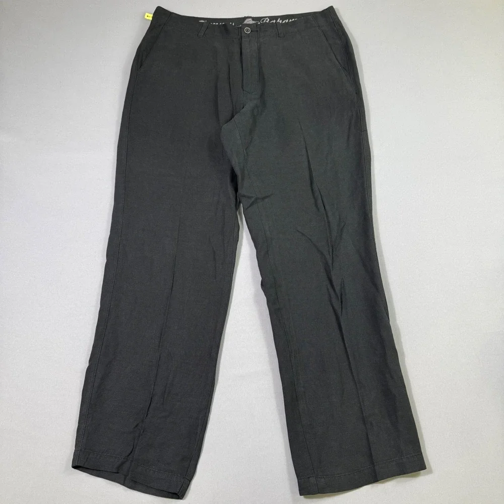 Tommy Bahama Pants Mens 34x30 Black Linen Silk Blend Straight Leg Relaxed Fit